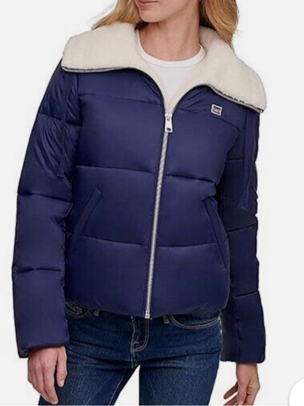 Levi's Navy Puffer Jacket with Cream Sherpa lined
